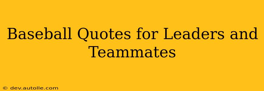Baseball Quotes for Leaders and Teammates
