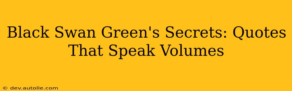 Black Swan Green's Secrets: Quotes That Speak Volumes