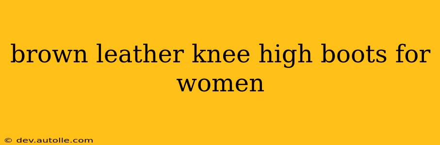 brown leather knee high boots for women