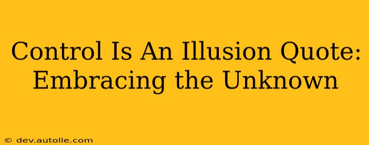 Control Is An Illusion Quote:  Embracing the Unknown