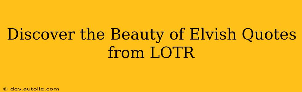 Discover the Beauty of Elvish Quotes from LOTR
