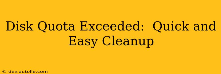 Disk Quota Exceeded:  Quick and Easy Cleanup
