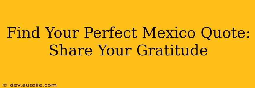 Find Your Perfect Mexico Quote: Share Your Gratitude