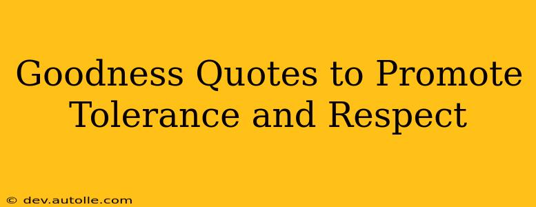 Goodness Quotes to Promote Tolerance and Respect
