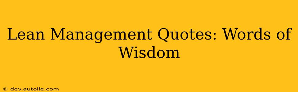 Lean Management Quotes: Words of Wisdom