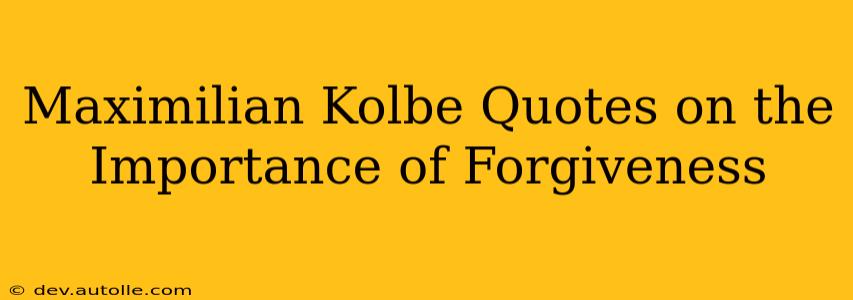 Maximilian Kolbe Quotes on the Importance of Forgiveness