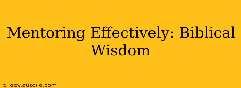Mentoring Effectively: Biblical Wisdom