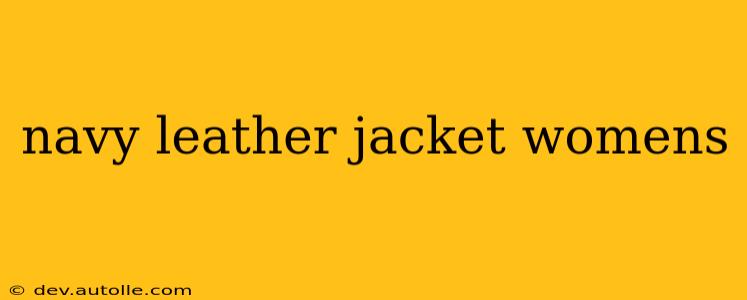 navy leather jacket womens