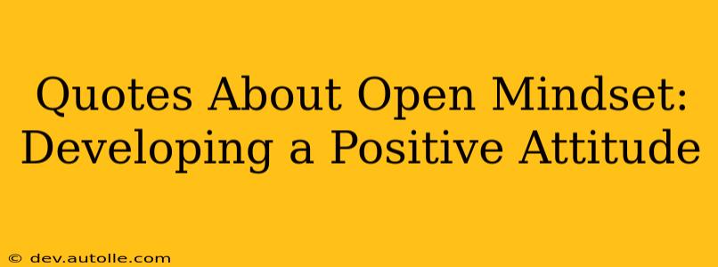Quotes About Open Mindset:  Developing a Positive Attitude