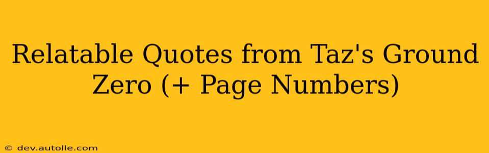 Relatable Quotes from Taz's Ground Zero (+ Page Numbers)
