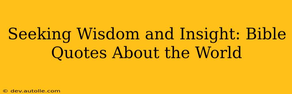 Seeking Wisdom and Insight: Bible Quotes About the World