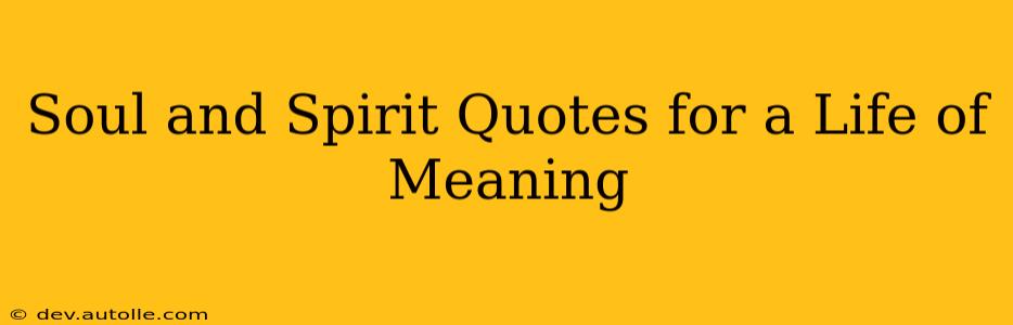 Soul and Spirit Quotes for a Life of Meaning