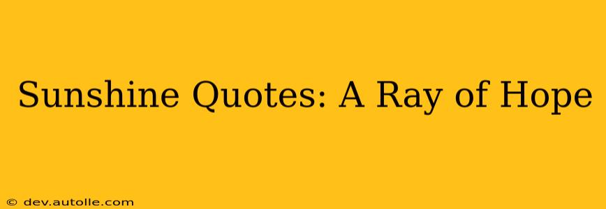 Sunshine Quotes: A Ray of Hope
