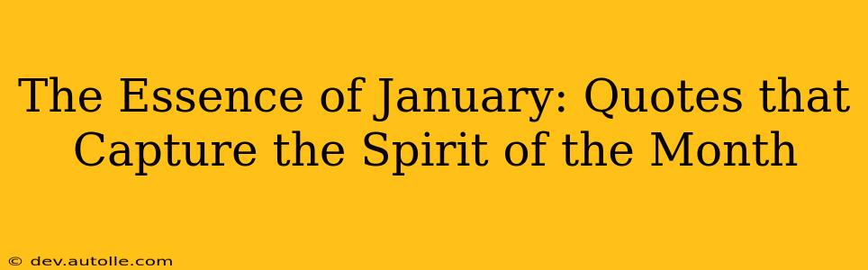 The Essence of January: Quotes that Capture the Spirit of the Month