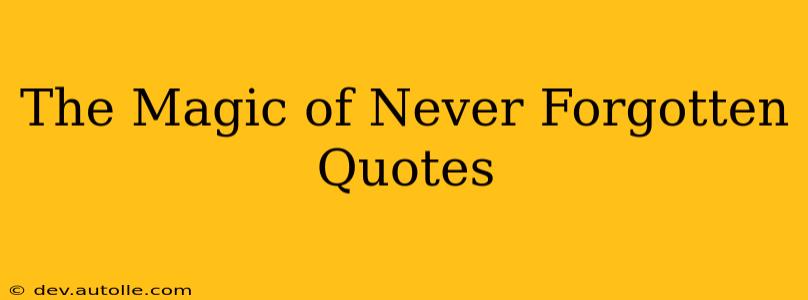 The Magic of Never Forgotten Quotes
