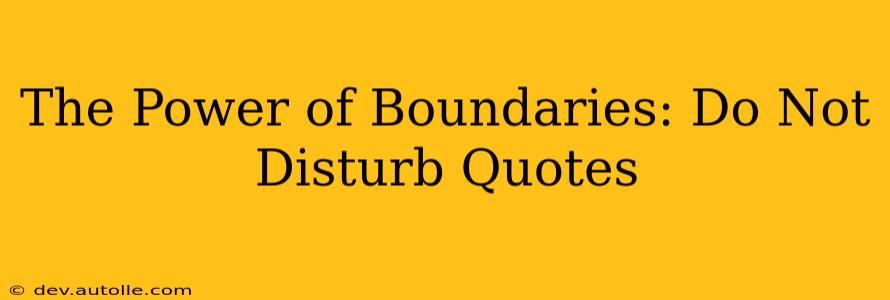 The Power of Boundaries: Do Not Disturb Quotes
