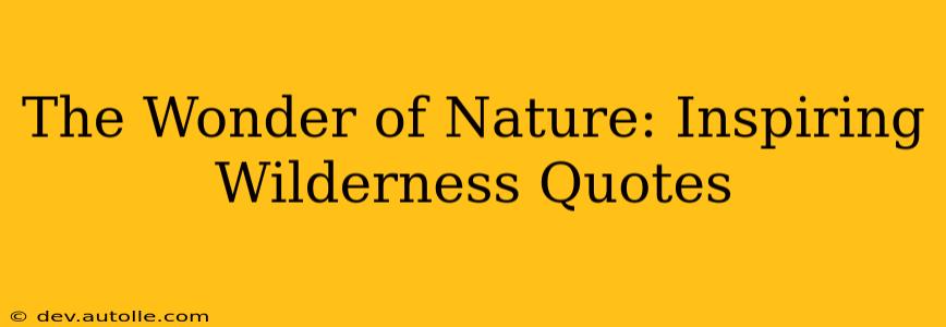 The Wonder of Nature: Inspiring Wilderness Quotes