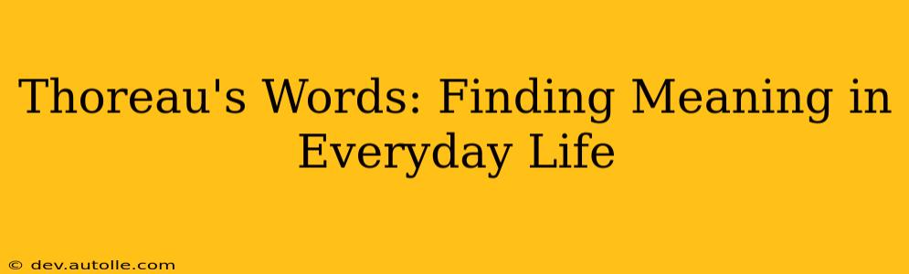 Thoreau's Words: Finding Meaning in Everyday Life