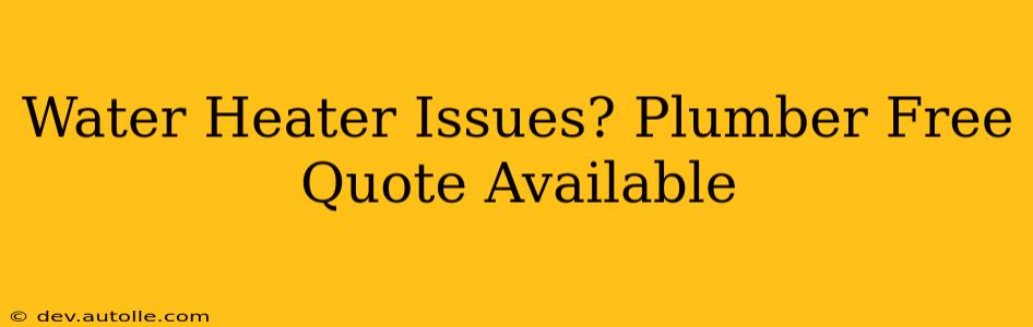 Water Heater Issues? Plumber Free Quote Available