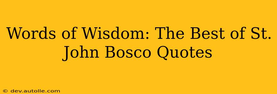 Words of Wisdom: The Best of St. John Bosco Quotes